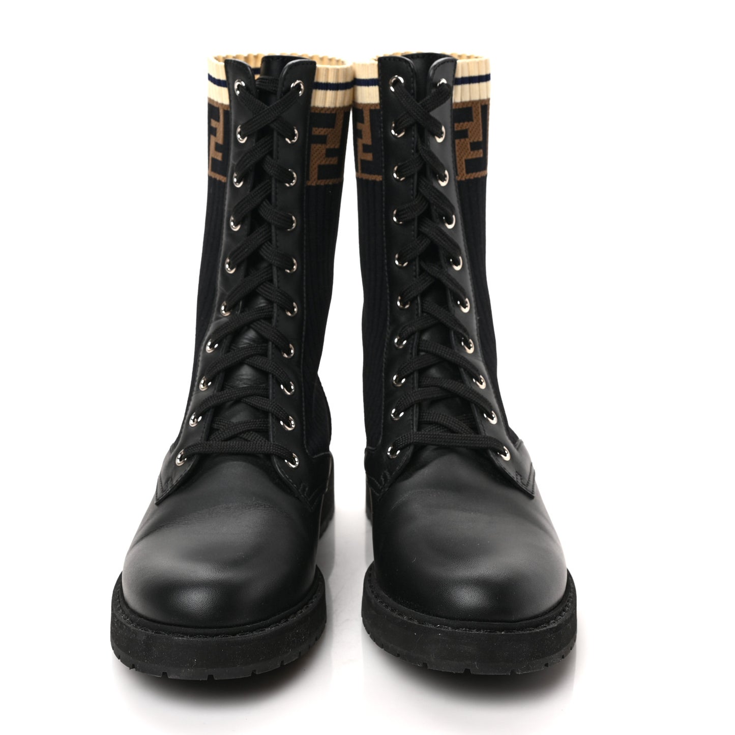 Calfskin Stretch Fabric Rockoko Biker Boots 41 Tobacco Black Marino