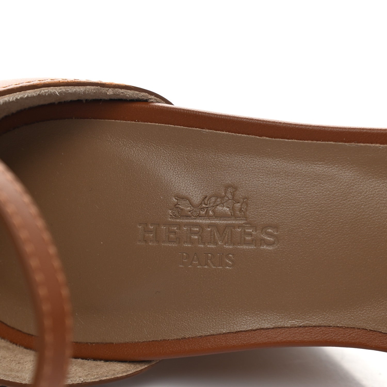 Hermes Calfskin Legend Wedge Sandals 36 Gold 7 of 9