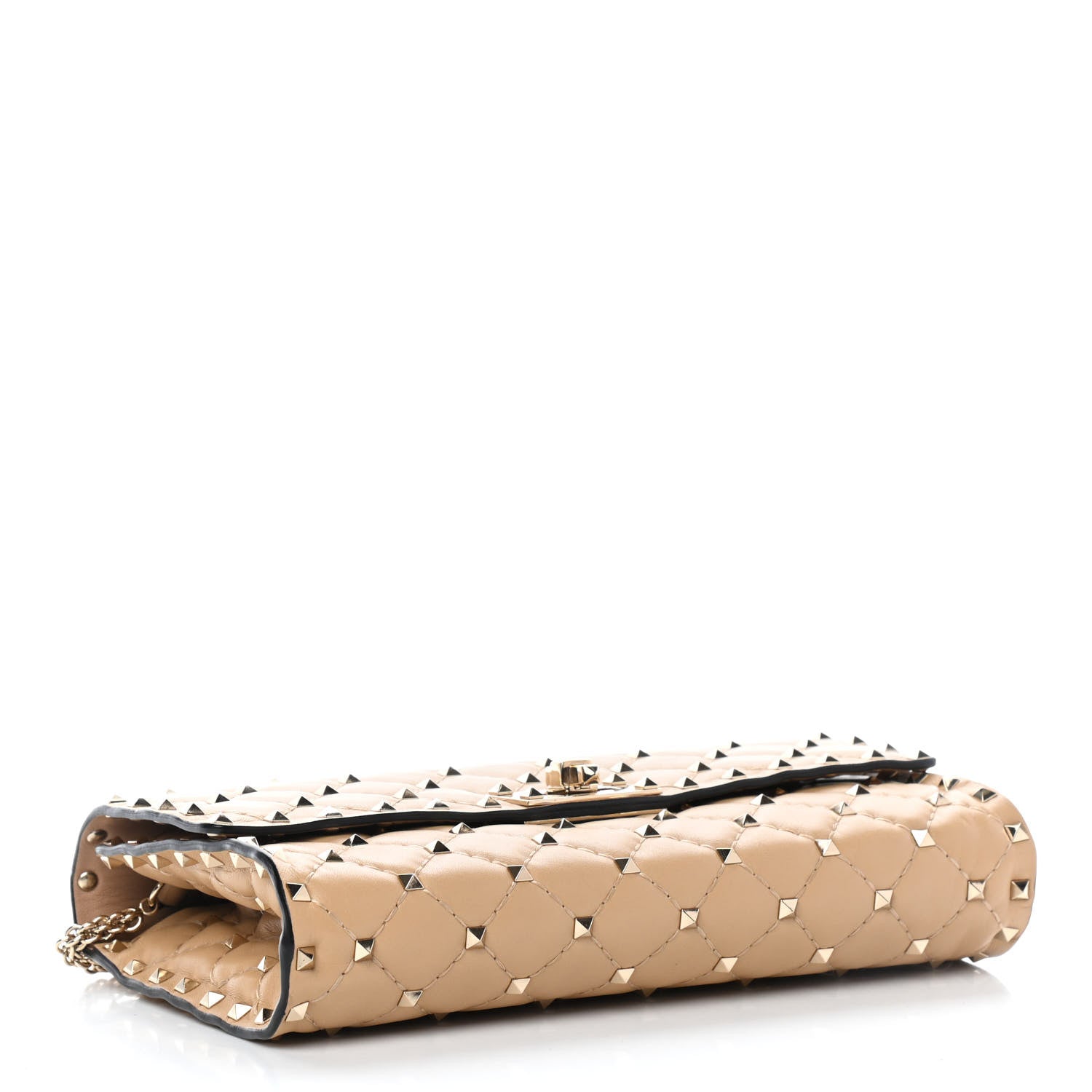 Valentino Garavani Nappa Rockstud Spike Wallet on Chain Camel Rose 4 of 9
