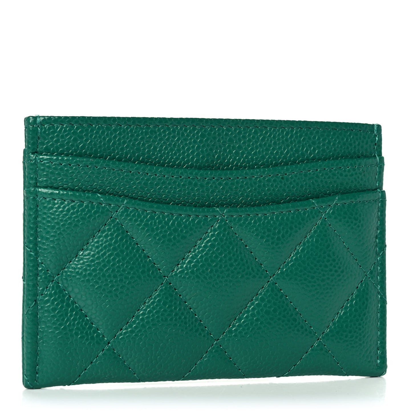 Caviar Quilted Card Holder Green
