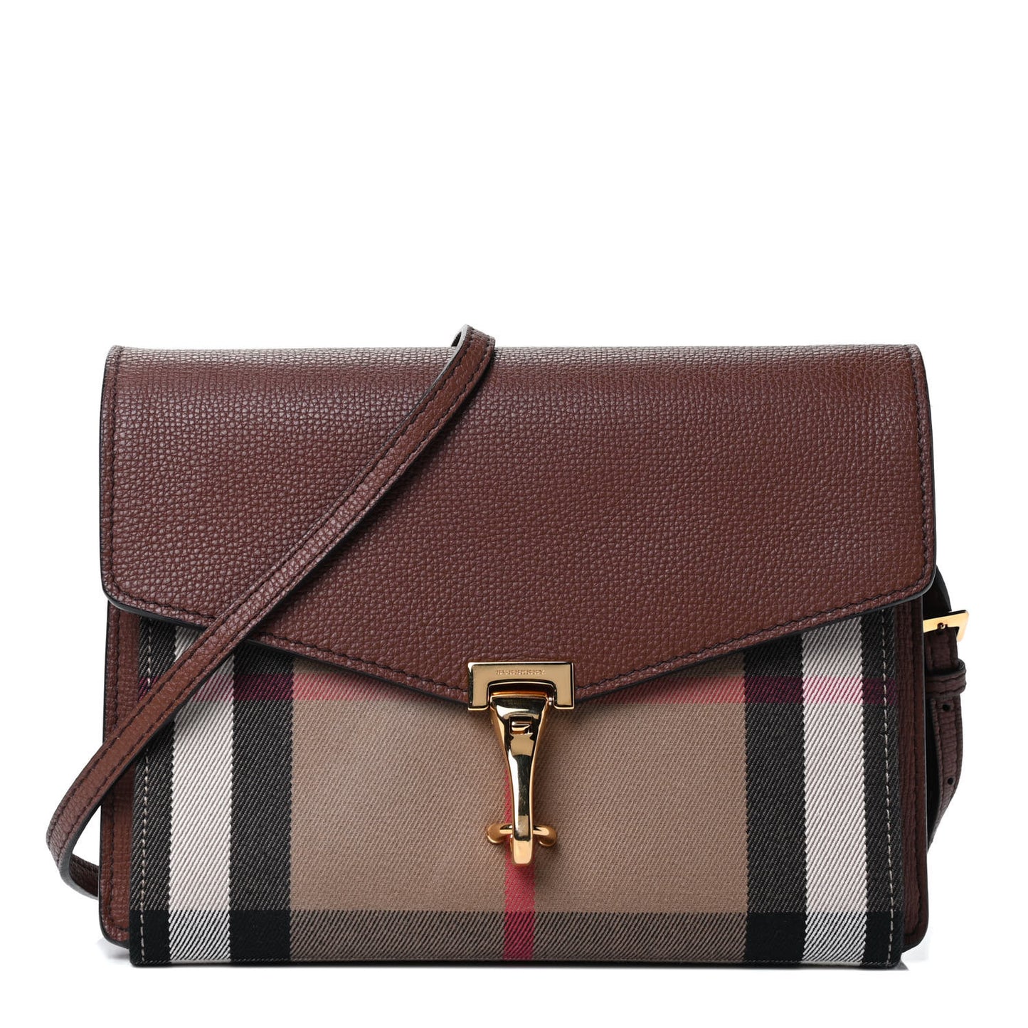 Derby Calfskin House Check Small Macken Crossbody Bag Tan