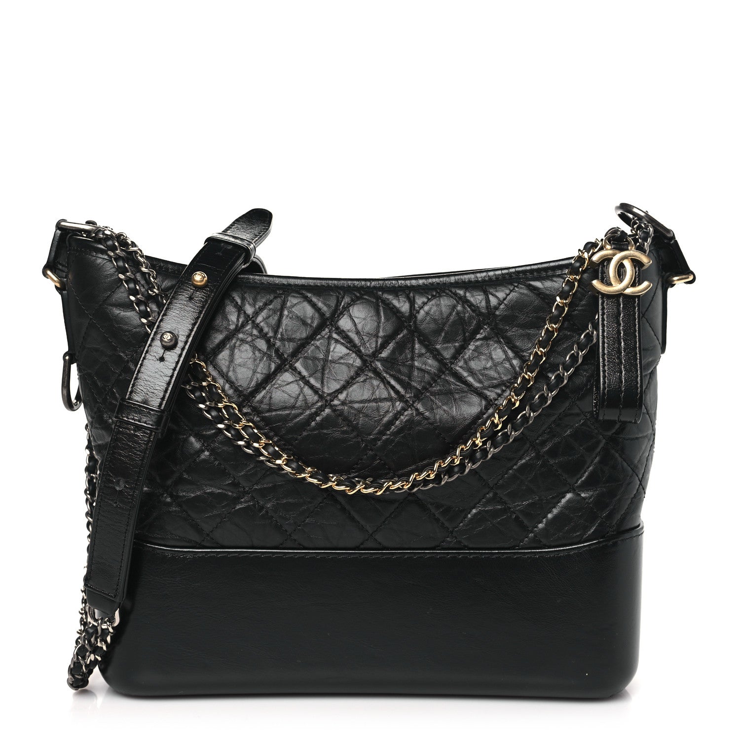 Chanel Aged Calfskin Quilted Medium Gabrielle Hobo Black 1 of 11