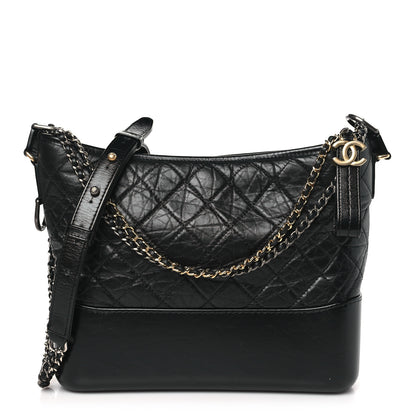 Chanel Aged Calfskin Quilted Medium Gabrielle Hobo Black 1 of 11