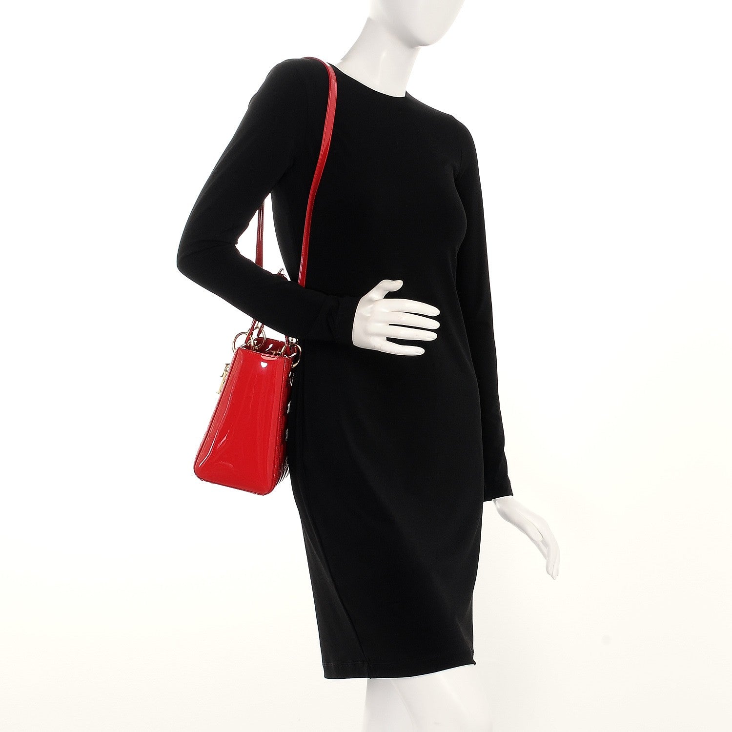 Christian Dior Patent Cannage Medium Lady Dior Red 2 of 20