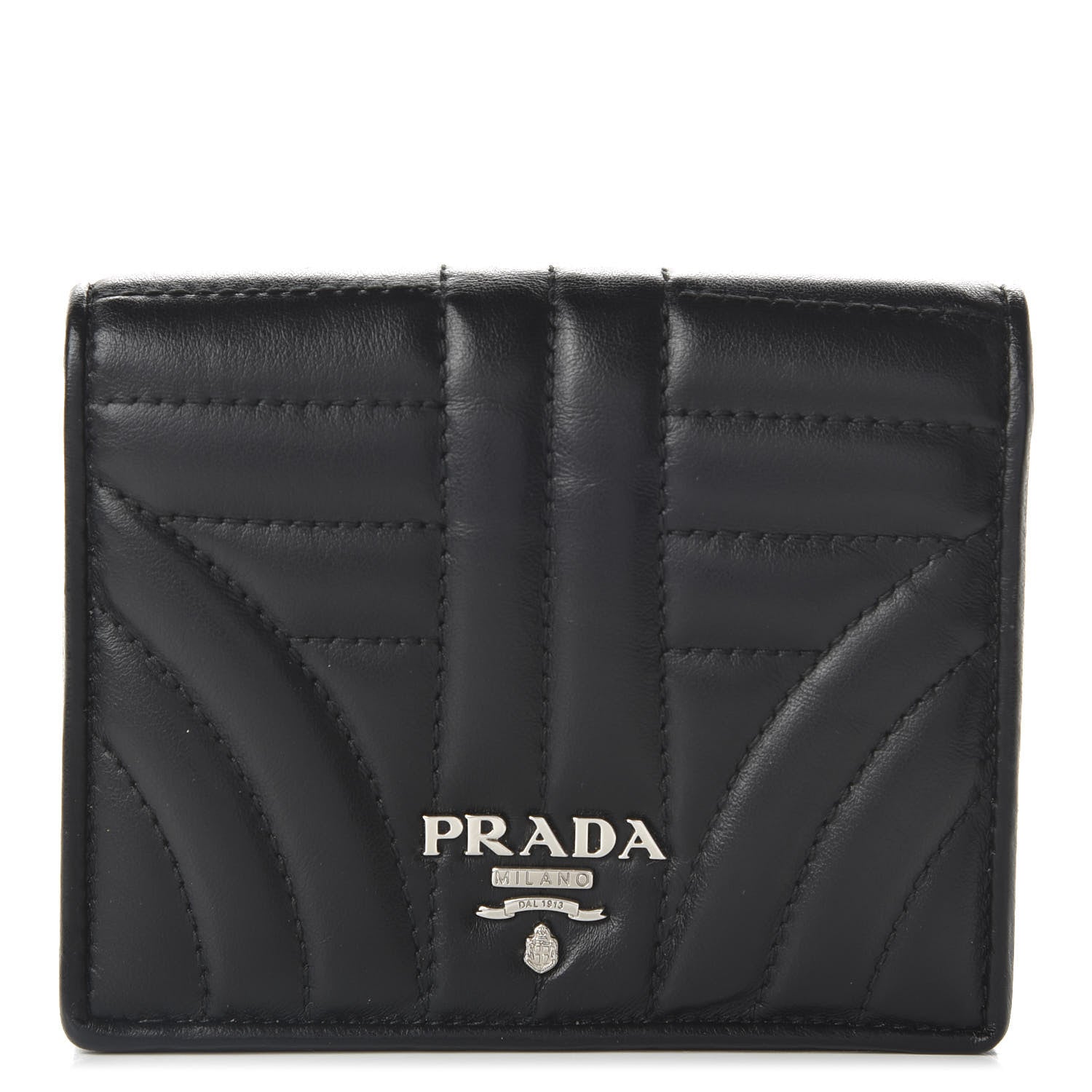 Prada Soft Calfskin Impunture Diagramme Wallet Black 1 of 10