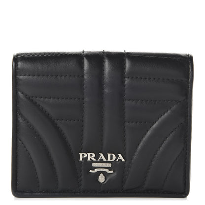 Prada Soft Calfskin Impunture Diagramme Wallet Black 1 of 10