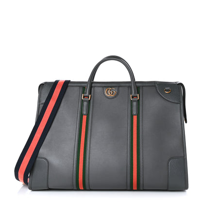 Gucci Koi Calfskin Web XL Bauletto Duffle Top Handle Bag Grey 1 of 10