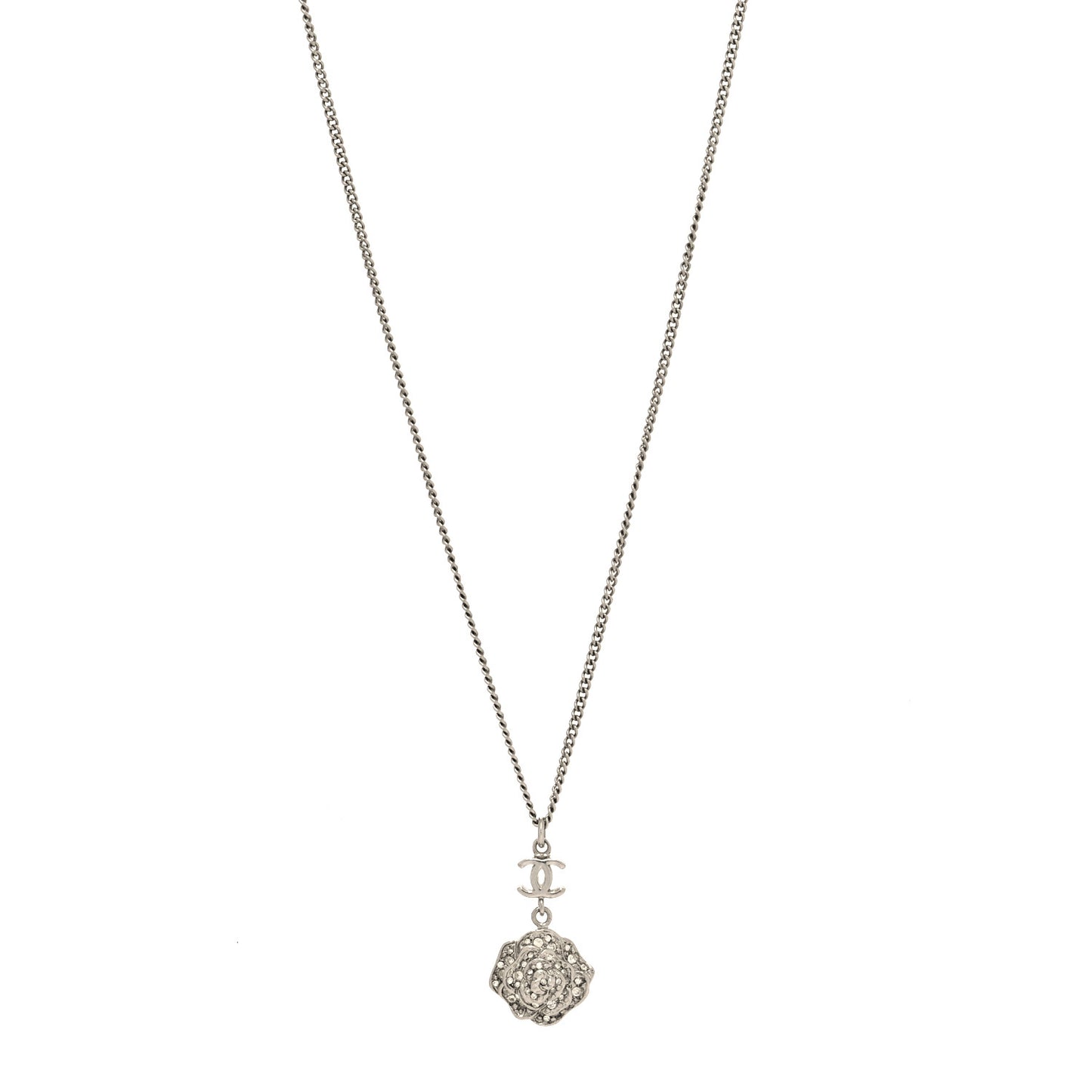 Crystal CC Camellia Necklace Silver