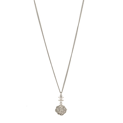 Chanel Crystal CC Camellia Necklace Silver 1 of 5