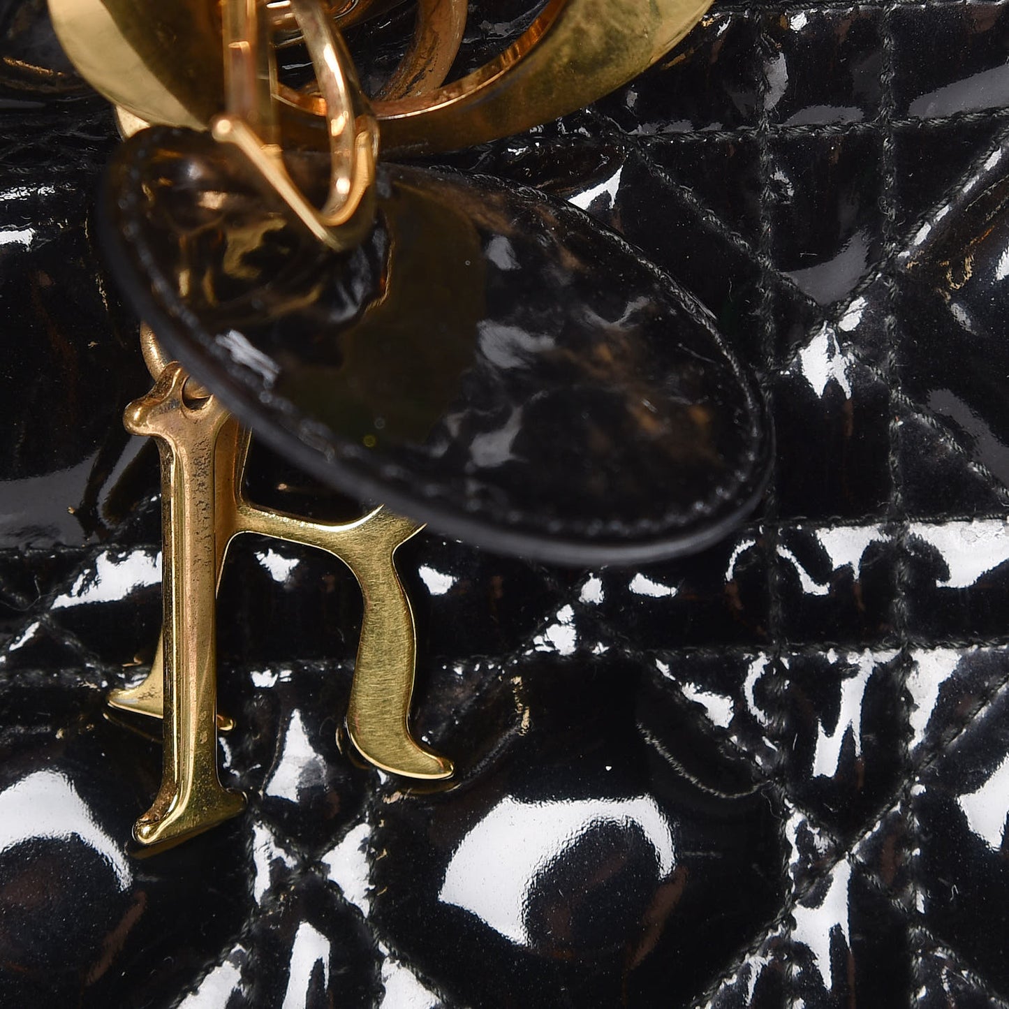 Patent Cannage Large Lady Dior Black