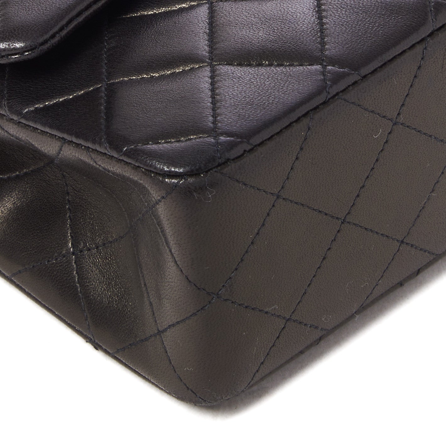 Lambskin Quilted Small Double Flap Black