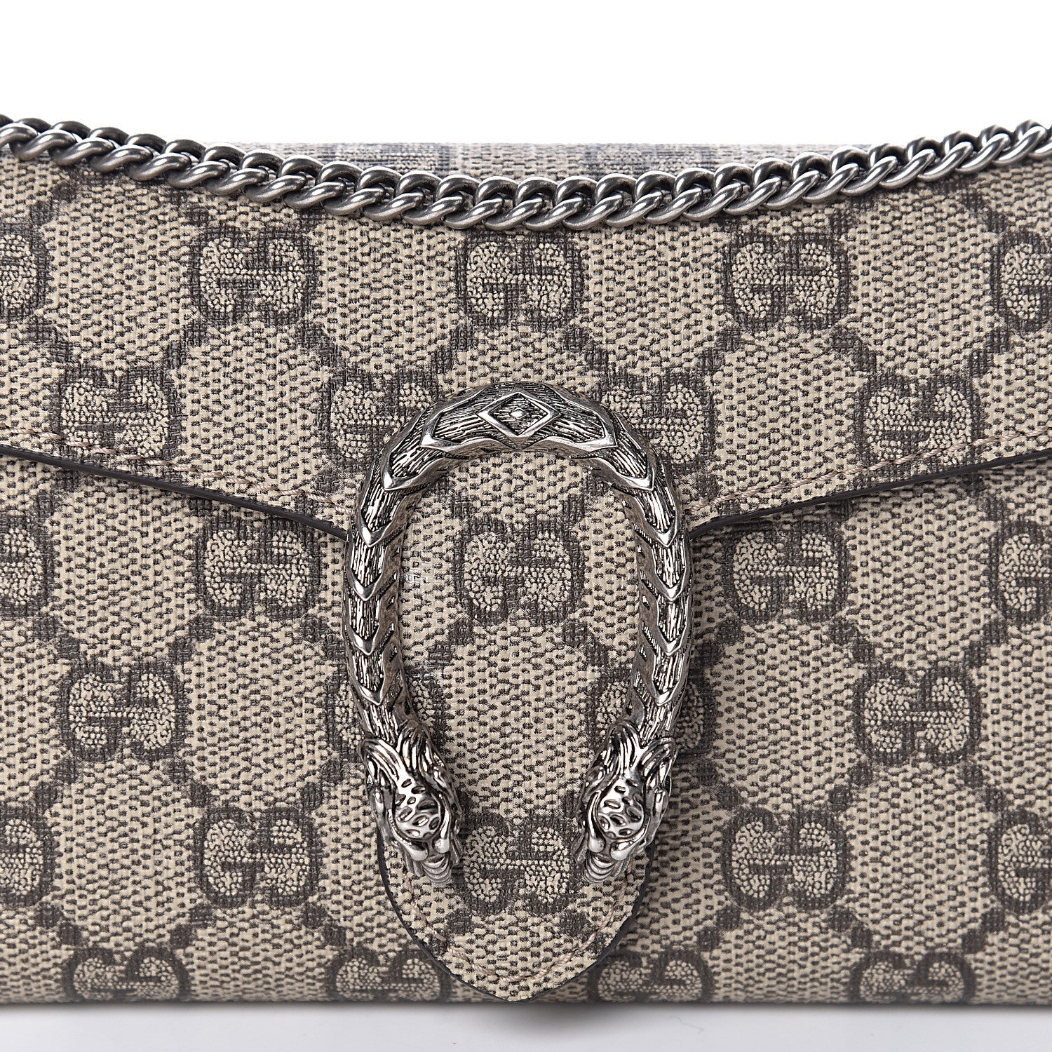 Gucci GG Supreme Monogram Dionysus Chain Clutch Wallet Beige Taupe 11 of 12