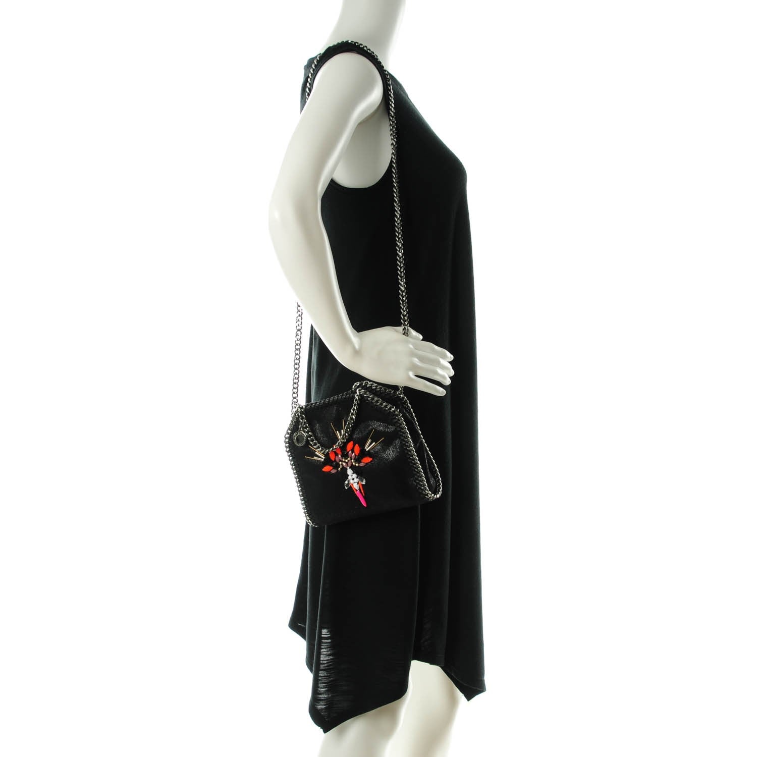 Stella McCartney Shaggy Deer Tiny Falabella Embellished Crossbody Tote Black 2 of 7