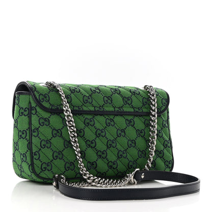 Gucci Monogram Multicolor Matelasse Diagonal Small GG Marmont Shoulder Bag Green Blue 3 of 9