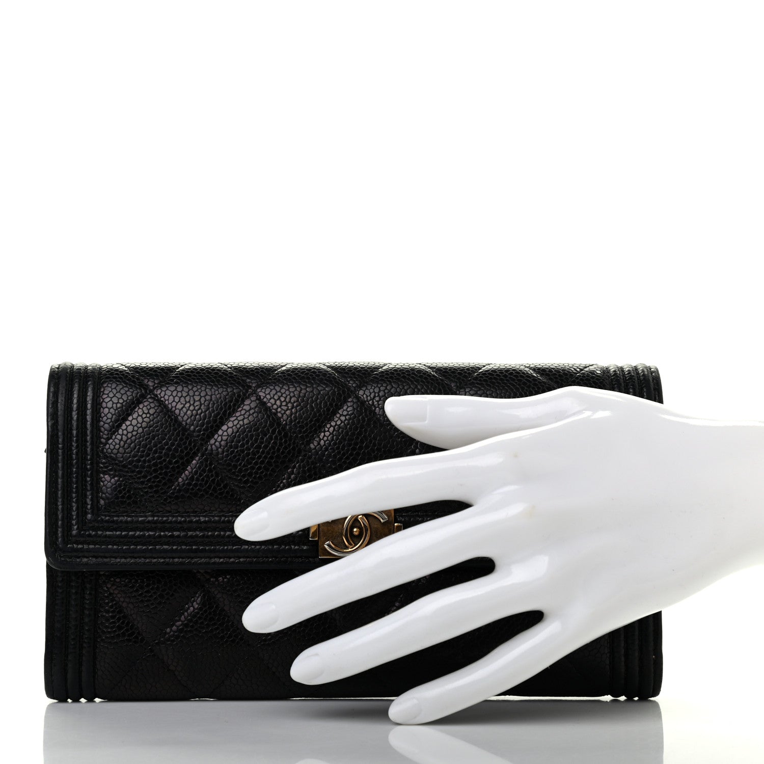 Chanel Caviar Quilted Long Boy Flap Wallet Black 2 of 8