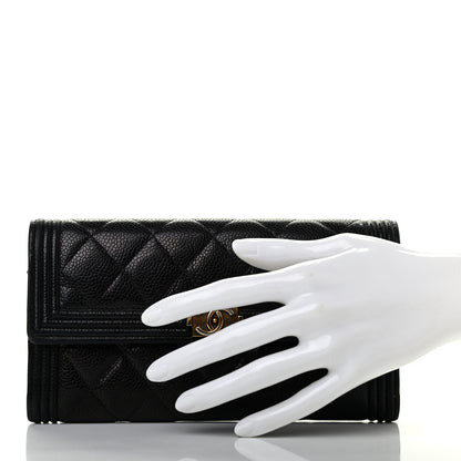 Chanel Caviar Quilted Long Boy Flap Wallet Black 2 of 8