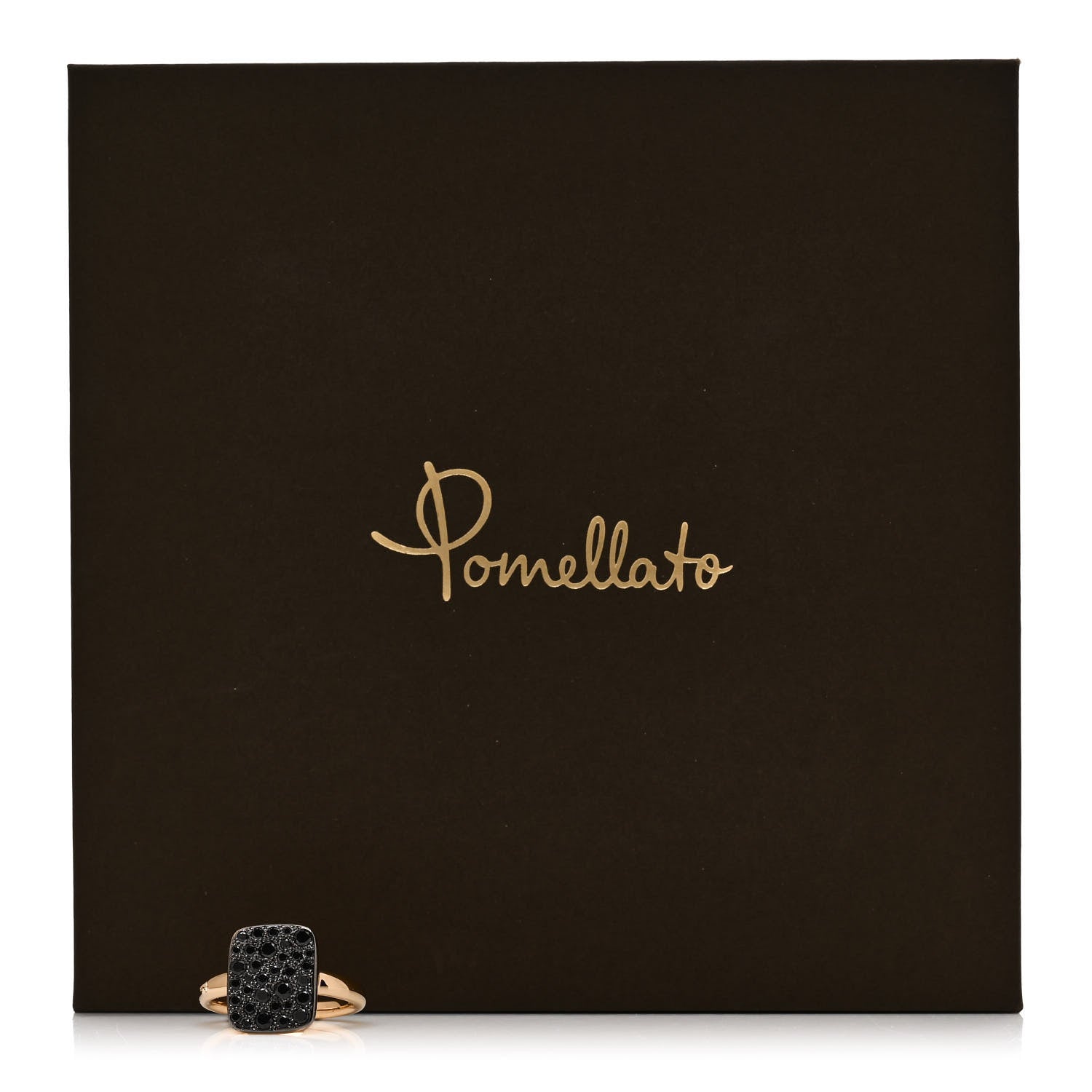 Pomellato 18K Rose Gold Black Diamond Sabbia Rectangular Ring 54 7 6 of 6