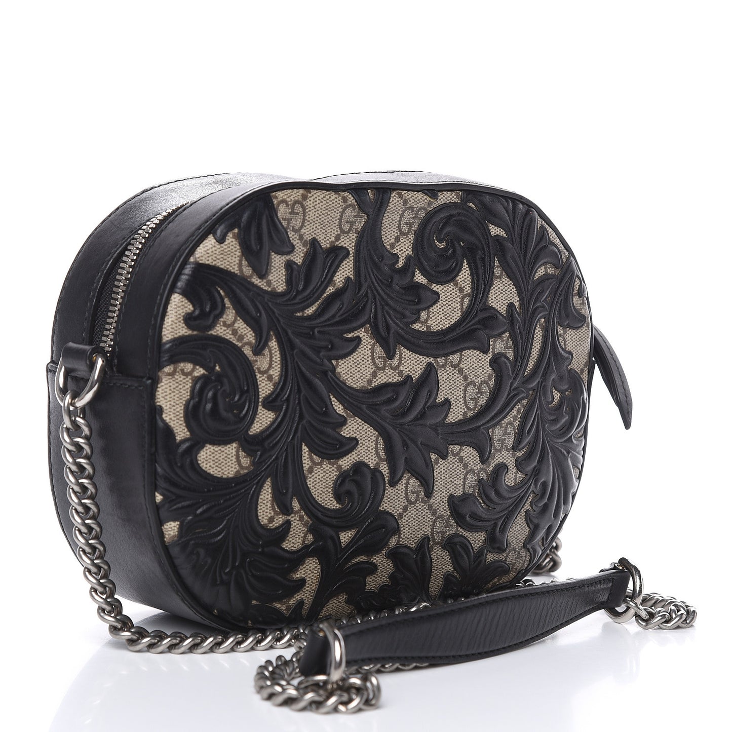 GG Supreme Monogram Arabesque Mini Chain Shoulder Bag Beige Black