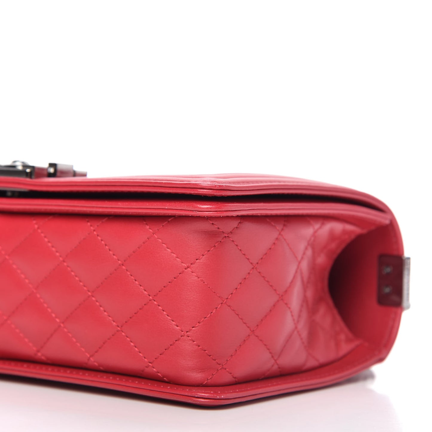 Calfskin Chevron Quilted Medium Boy Flap Red