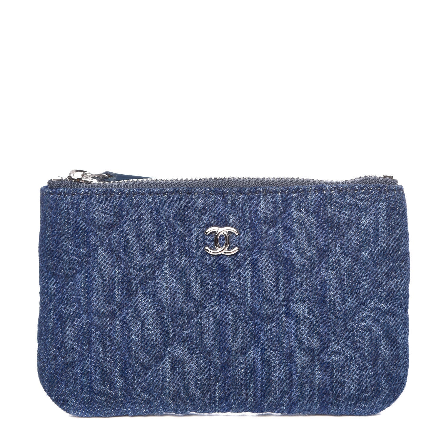 Chanel Denim Quilted Small Cosmetic Case Blue 1 of 8