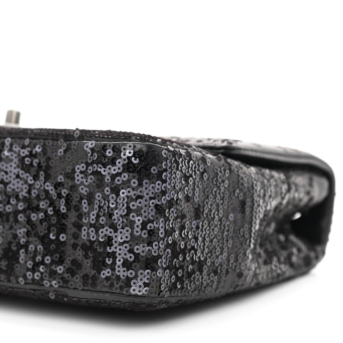 Sequin Lambskin Medium Moonlight on Water Flap Black