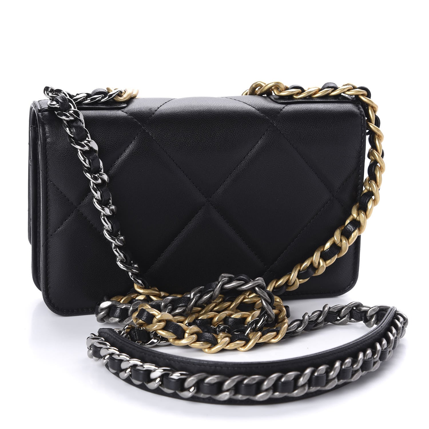 Chanel Goatskin Quilted 19 Wallet On Chain WOC Black 3 of 11