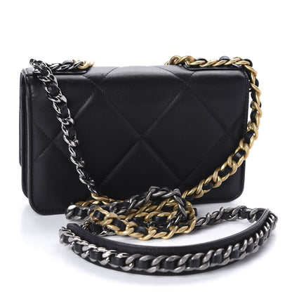 Chanel Goatskin Quilted 19 Wallet On Chain WOC Black 3 of 11