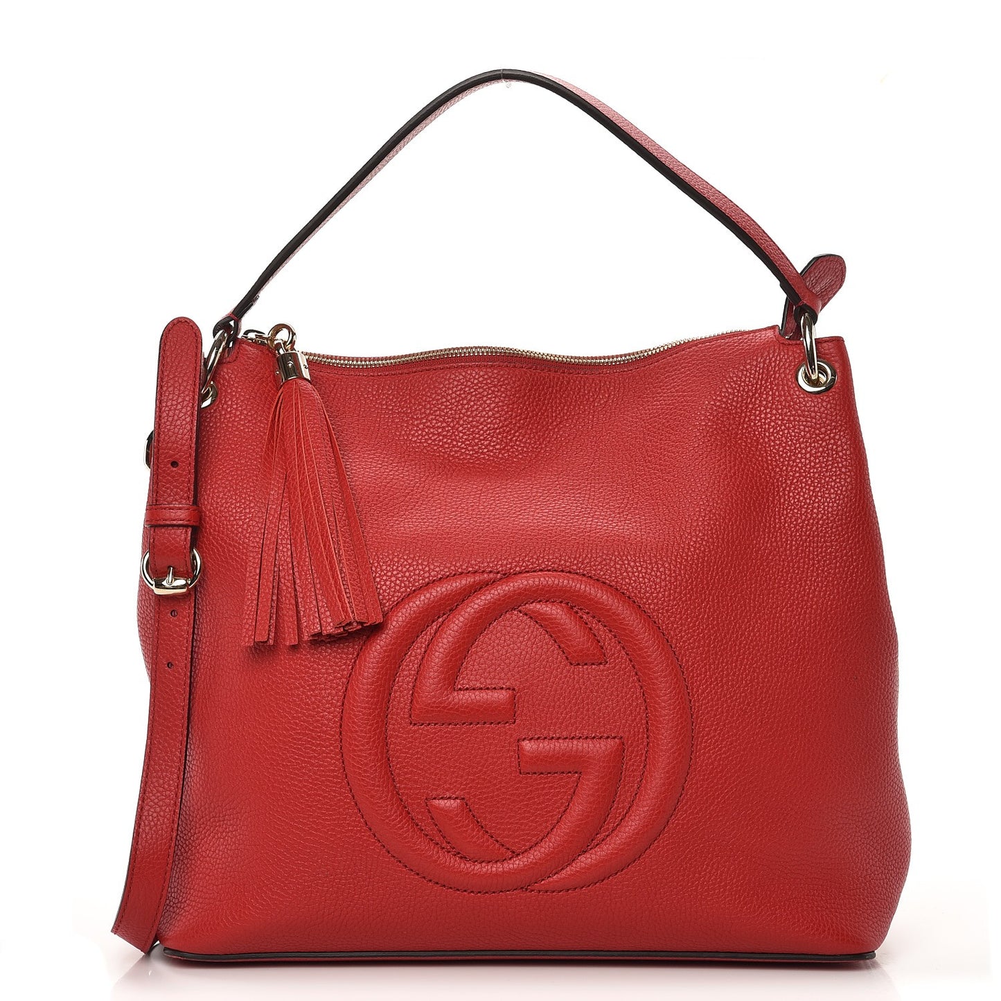 Pebbled Calfskin Large Soho Hobo Tabasco Red