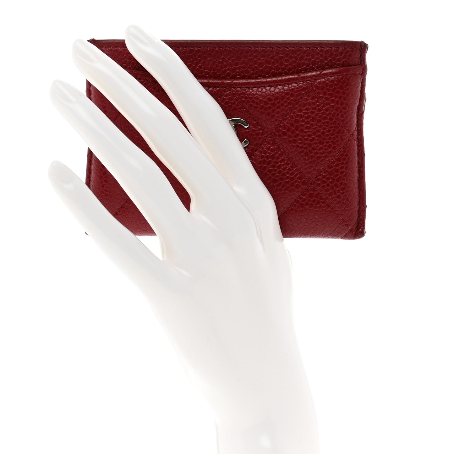 Caviar Quilted Card Holder Red