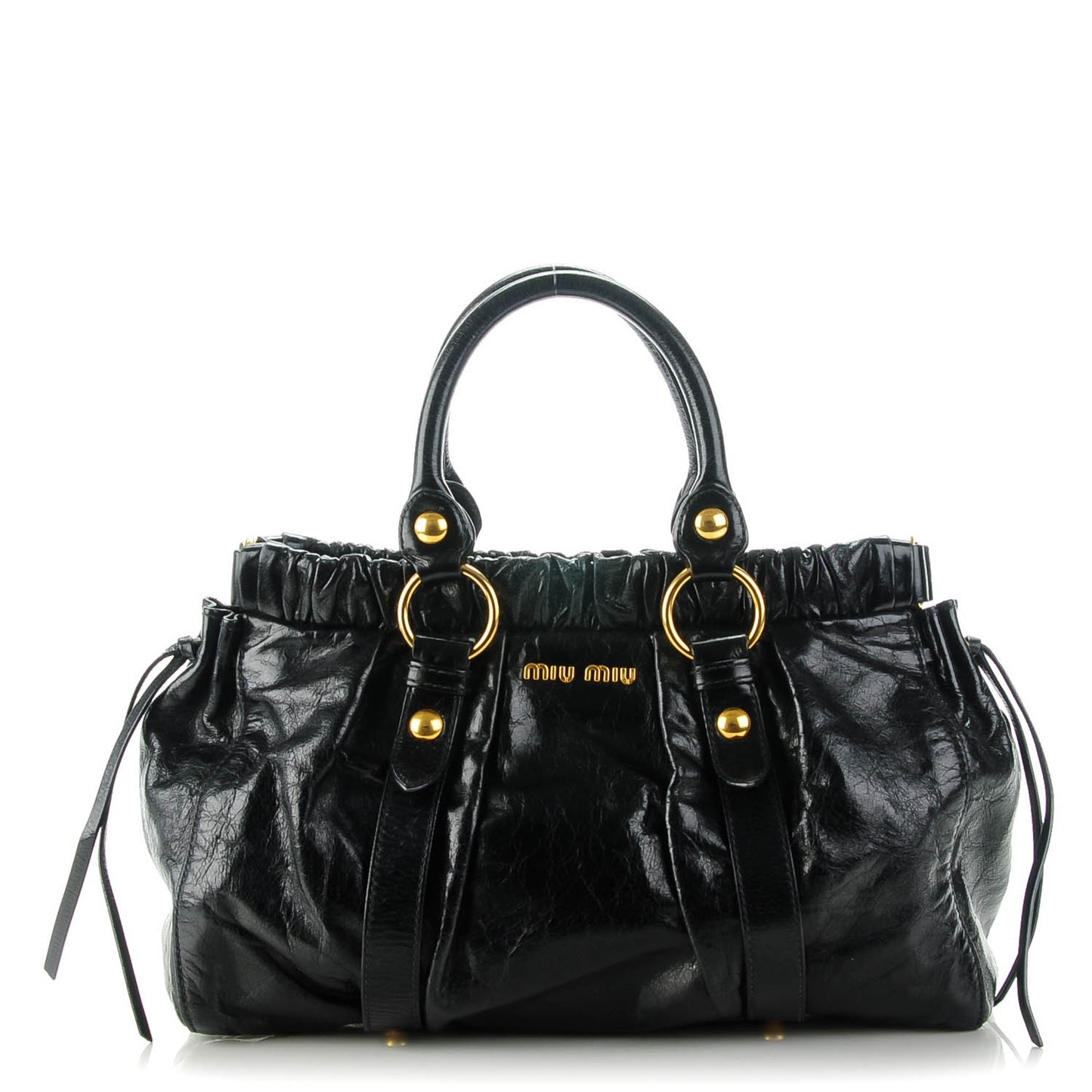Vitello Lux Gathered Tote Nero Black