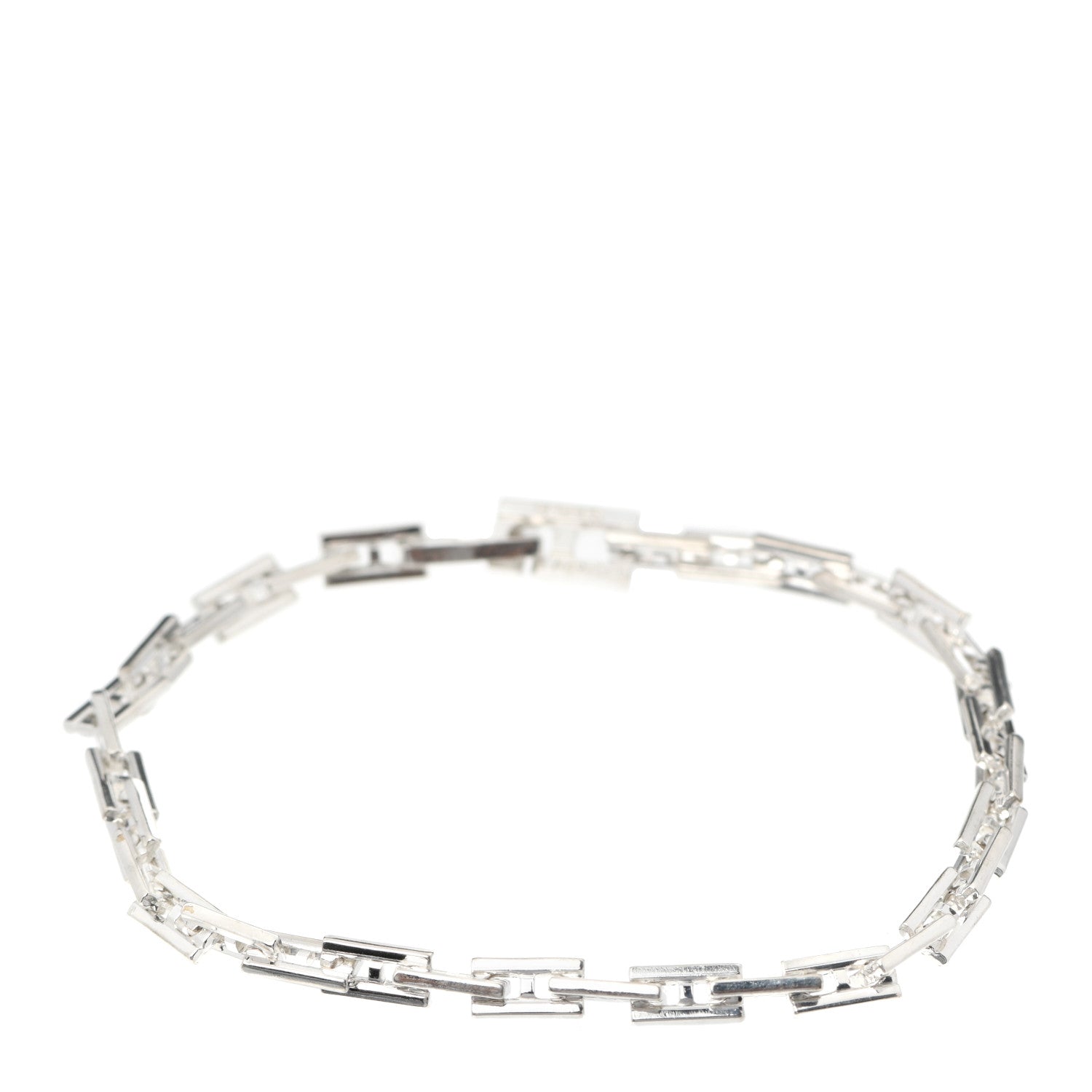 Hermes Sterling Silver H Logo Hercules Link Bracelet 1 of 5