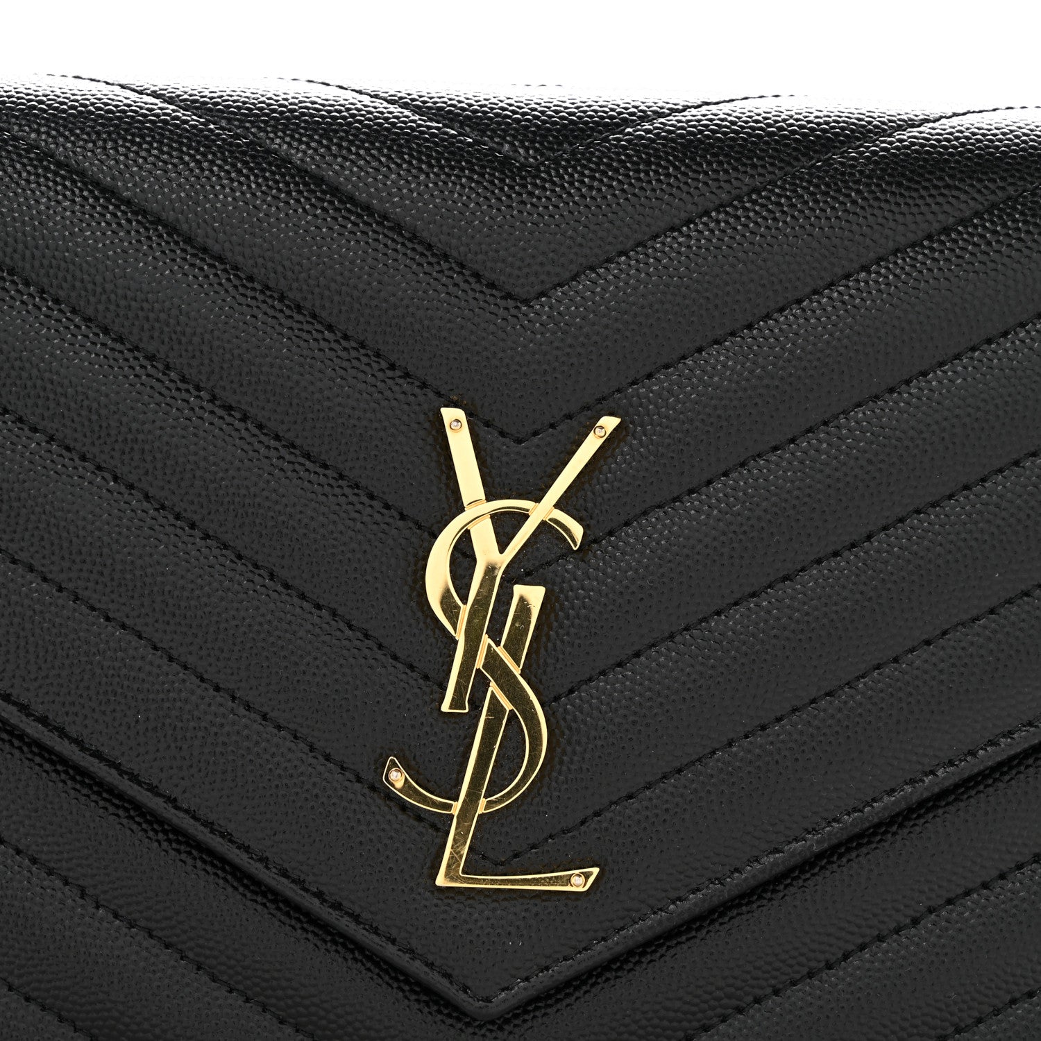 Saint Laurent Grain De Poudre Matelasse Chevron Monogram Envelope Clutch Black 11 of 13