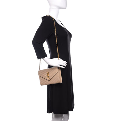 Saint Laurent Grain De Poudre Matelasse Chevron Monogram Chain Wallet Nude Powder 2 of 10