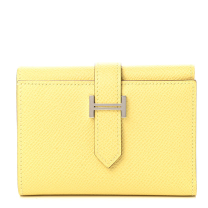 Hermes Epsom Verso Tri-Fold Bearn Compact Wallet Jaune Poussin Nata 1 of 9
