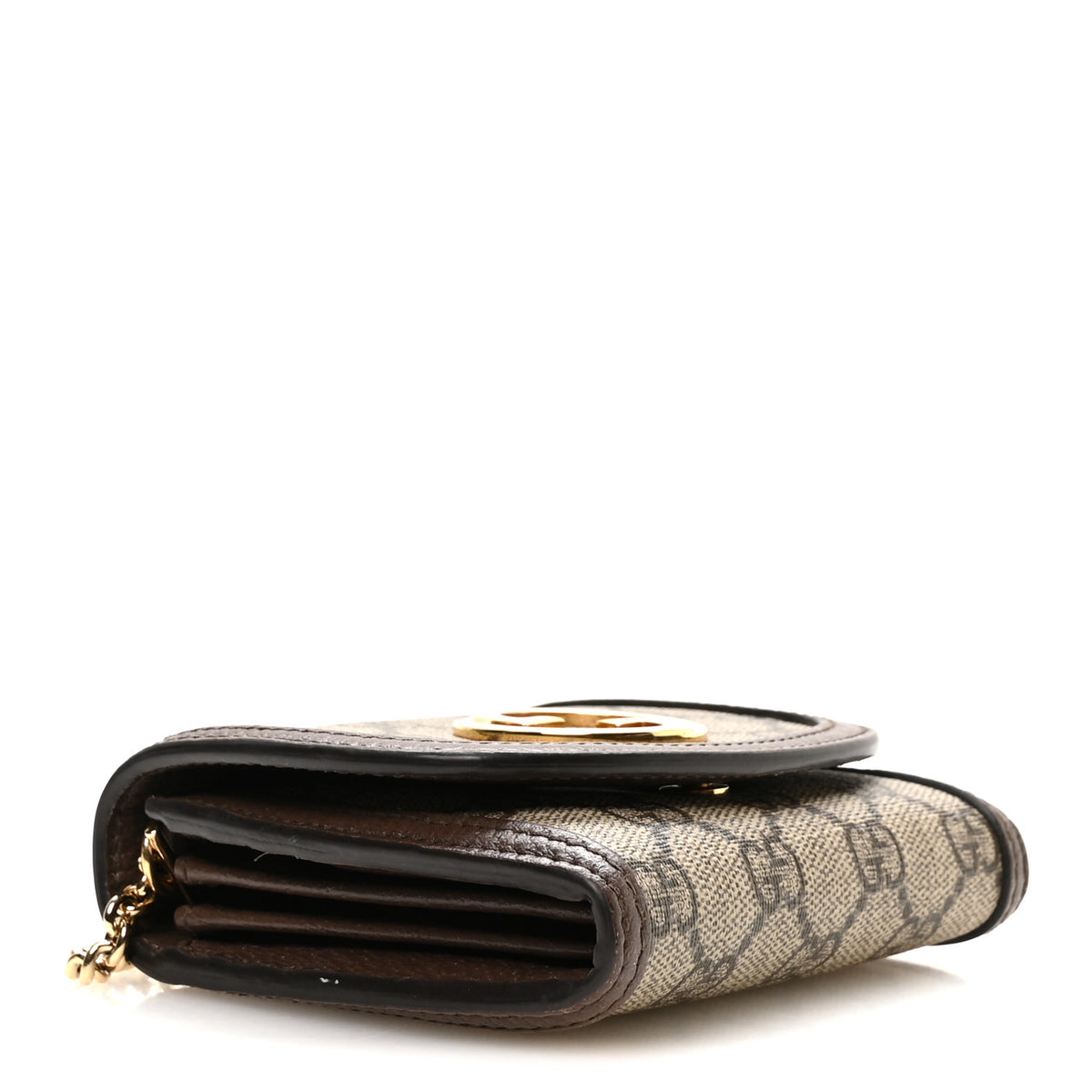 Gucci GG Supreme Monogram Textured Dollar Calfskin Blondie Chain Wallet Beige Ebony New Acero 4 of 11