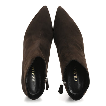 Prada Suede Stiletto Ankle Boots 38 Black 40 Brown 2 of 8