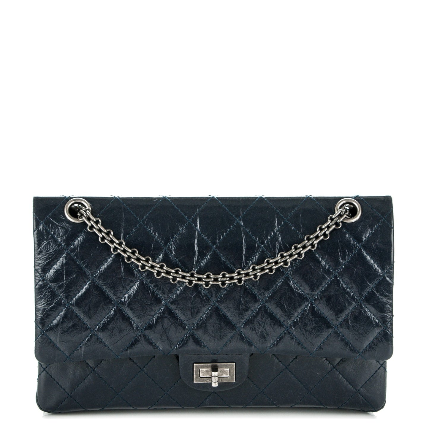 Glazed Calfskin Quilted 2.55 Reissue 226 Flap Dark Navy Blue