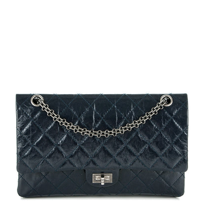 Chanel Glazed Calfskin Quilted 2.55 Reissue 226 Flap Dark Navy Blue 1 of 7