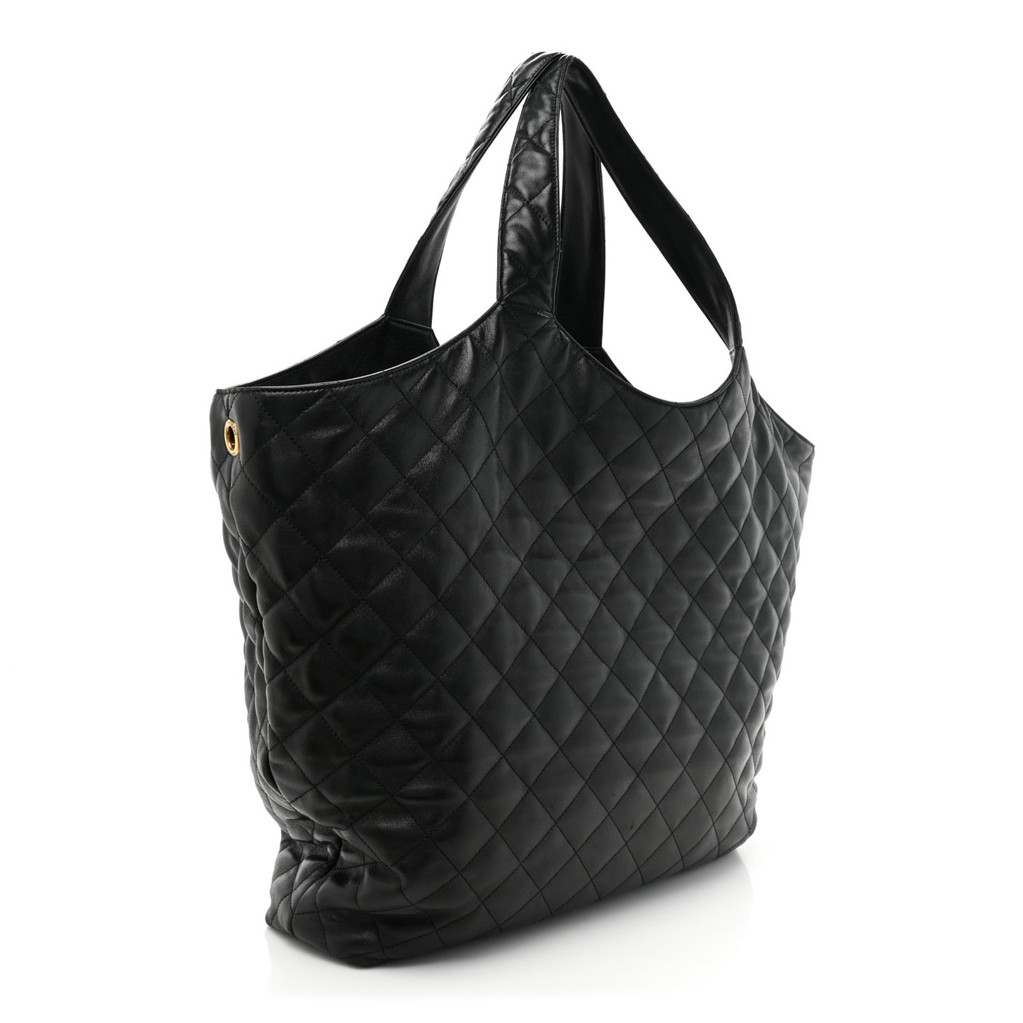 Lambskin Quilted Maxi Icare Shopping Tote Black