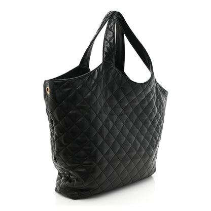 Saint Laurent Lambskin Quilted Maxi Icare Shopping Tote Black 4 of 15