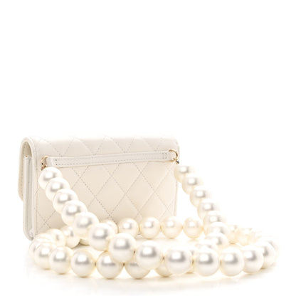 Chanel Calfskin Quilted Maxi Pearls Clutch With Chain White 3 of 14