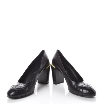 Chanel Lambskin Pearl Cap Toe Pumps 40 Black 5 of 15