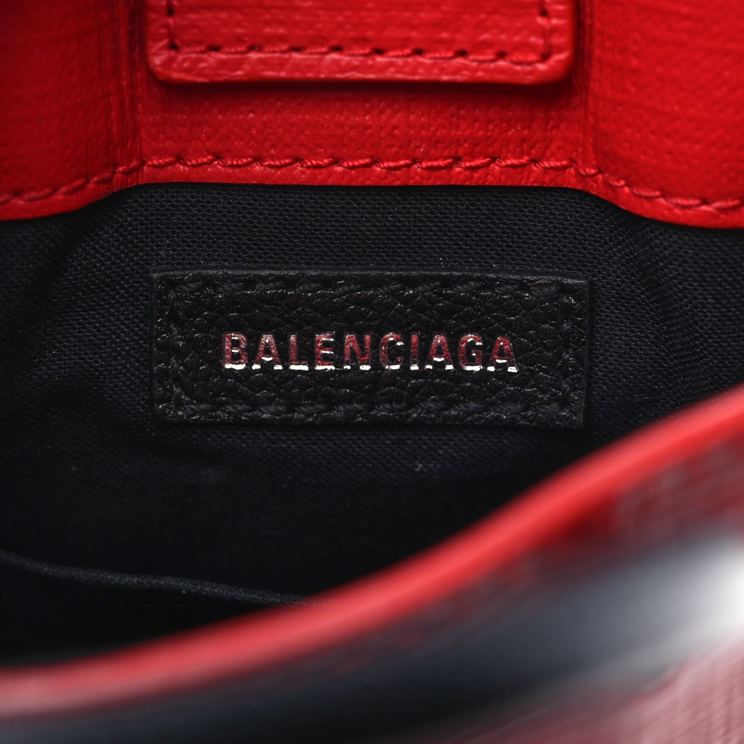 Squared Calfskin Logo Shopping Phone Holder Bag Red