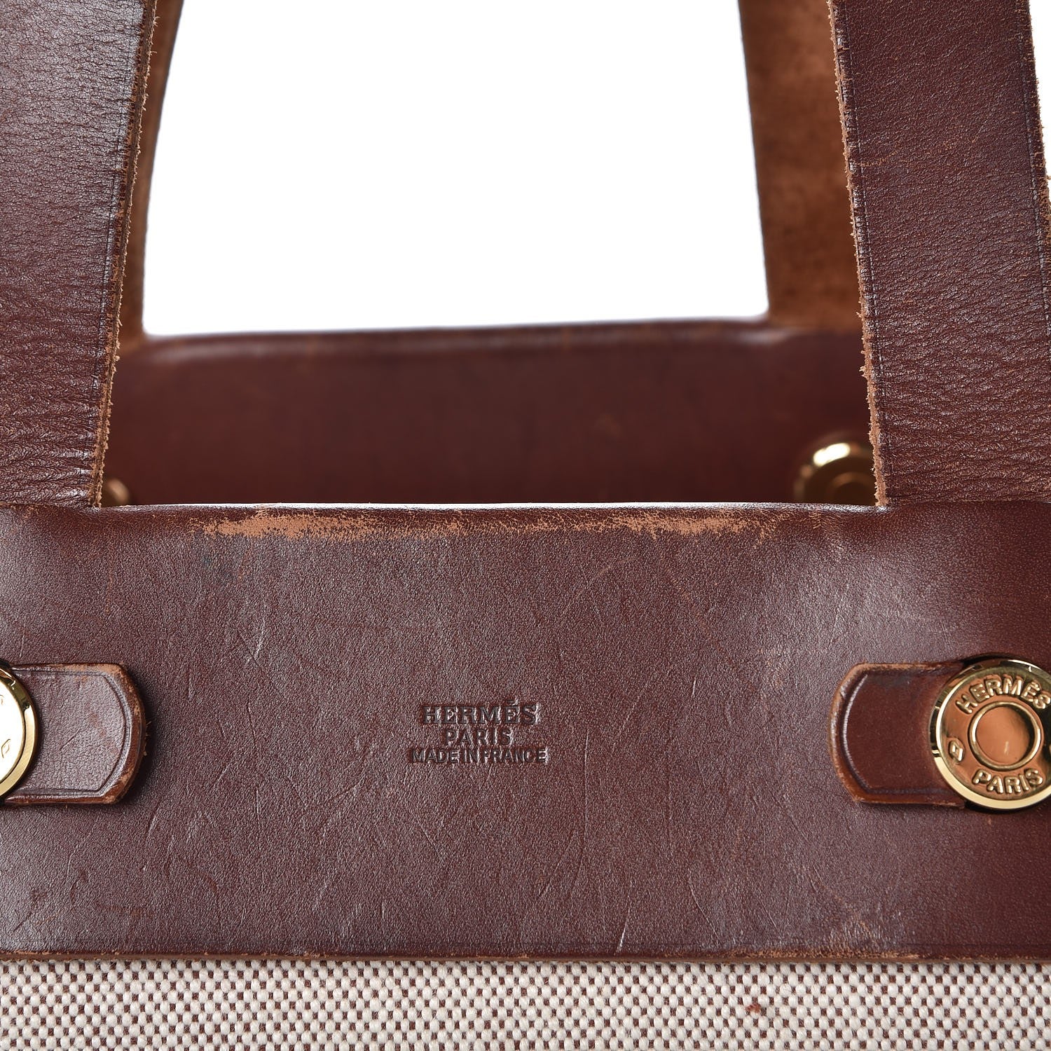 Hermes Toile Vache Calfskin Herbag Cabas Havane 14 of 15