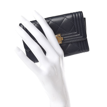 Chanel Lambskin Quilted Boy Card Holder Wallet Navy 2 of 12