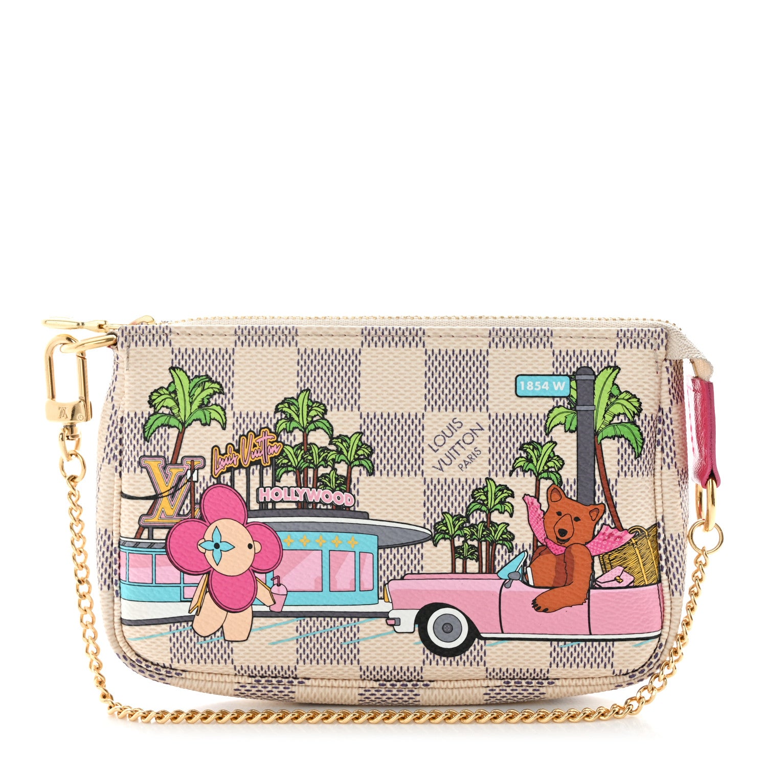 Louis Vuitton Damier Azur 2021 Christmas Animation Hollywood Mini Pochette Accessories Fuchsia 1 of 8