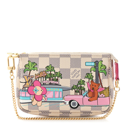 Louis Vuitton Damier Azur 2021 Christmas Animation Hollywood Mini Pochette Accessories Fuchsia 1 of 8