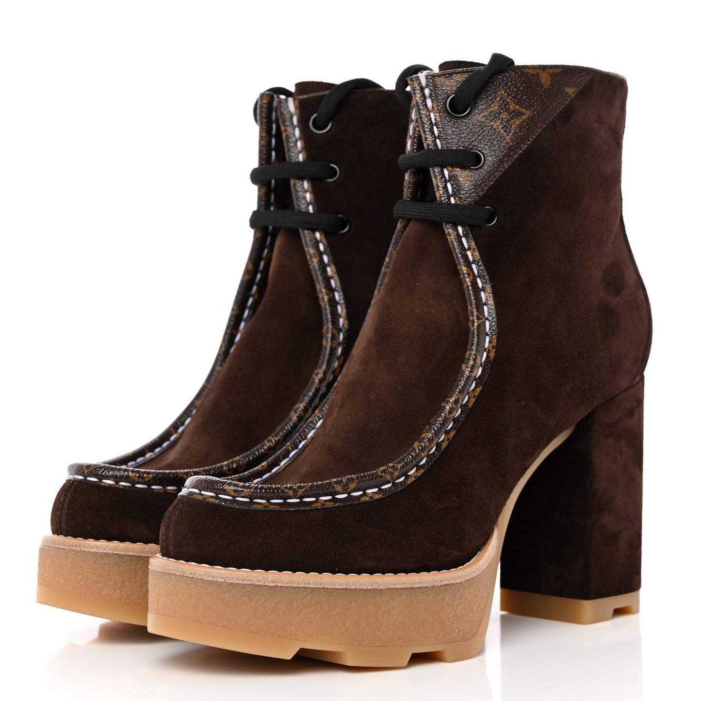 Suede Monogram Ankle Boots 40