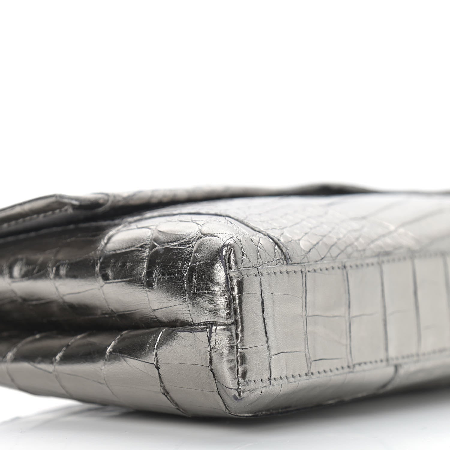 Nancy Gonzalez Metallic Crocodile Clutch Silver 8 of 11