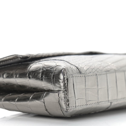 Nancy Gonzalez Metallic Crocodile Clutch Silver 8 of 11
